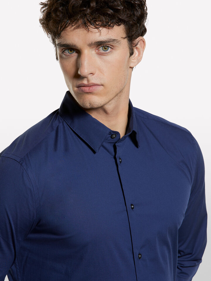 Blue slim fit shirt  - men's slim fit shirts - Dark Blue | Sisley image number 4